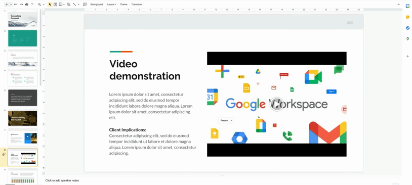 New 'play on click' default video playback feature added to Google Slides