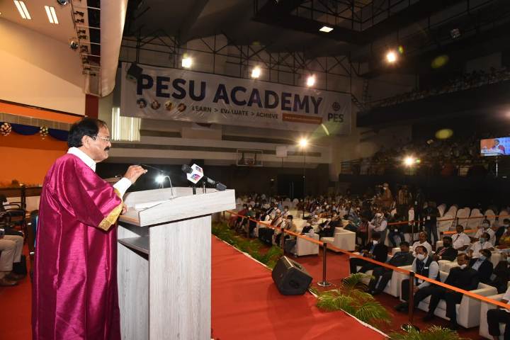 VP Naidu commends PES University for building and launching two satellites