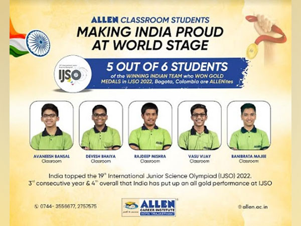 5 ALLEN students wins gold medals in International Junior Science Olympiad (IJSO)