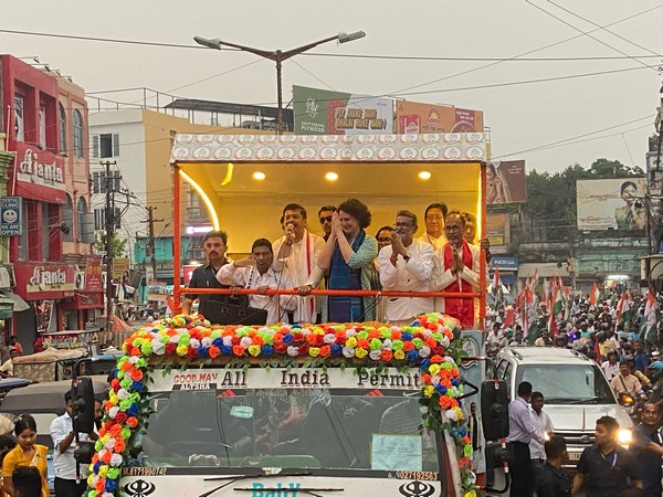 Priyanka Gandhi Vadra holds roadshow in Agartala in support of Congress' Tripura West candidate