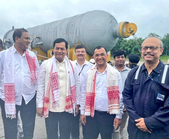 Sonowal receives first over dimensional cargo at Numaligarh Refinery jetty