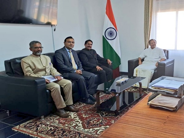 MoS Muraleedharan interacts with officials of Indian embassy in Eritrea