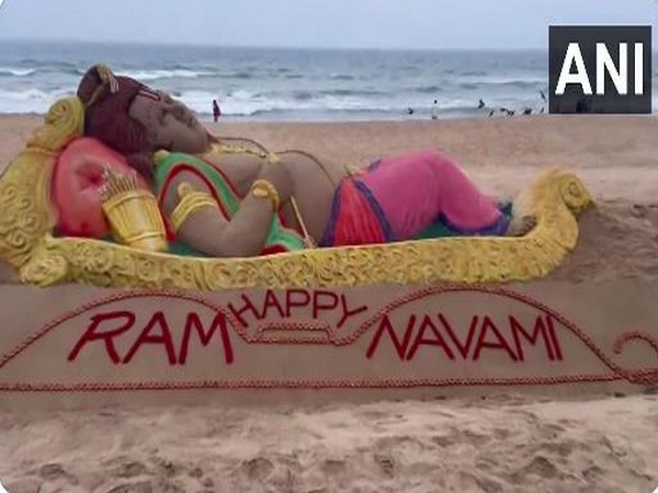 Odisha: Sudarsan Pattnaik creates sand sculpture of Lord Ram at Puri Beach to celebrate Ram Navami 