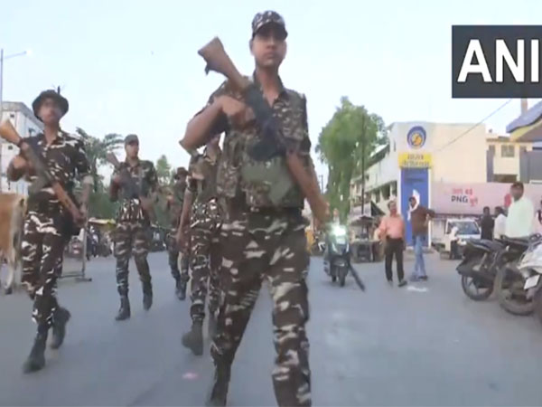 Madhya Pradesh: Security personnel hold flag march ahead of Lok Sabha Polls in Sidhi