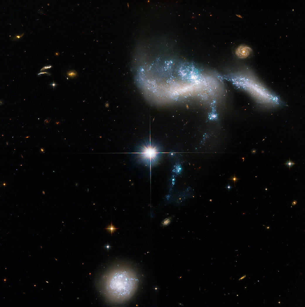 Hubble captures four interacting dwarf galaxies, 166 million light-years from Earth