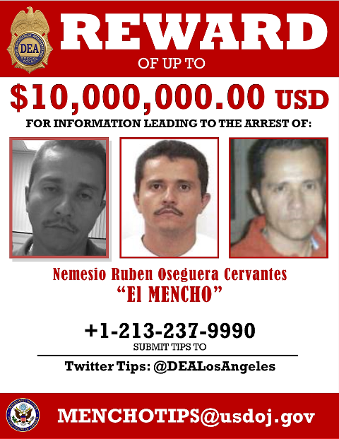 U.S offers USD 10 mln reward for information leading to druglord El Mencho