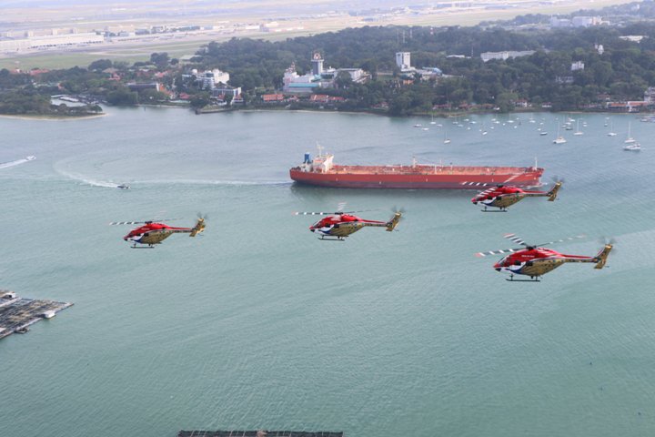 Sarang Helicopter Display Team conducts for Singapore Airshow 2024