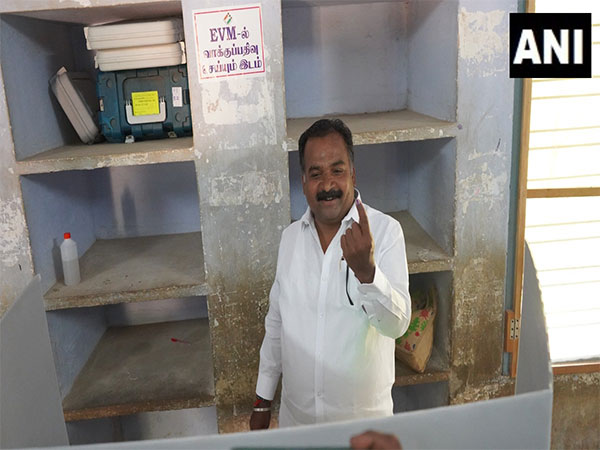 Congress MP Manickam Tagore casts vote in Virudhunagar parliamentary constituency