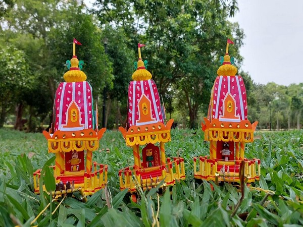 Odisha-based miniature artist crafts eco-friendly chariots of holy trinity ahead of Jagannath Puri Rath Yatra