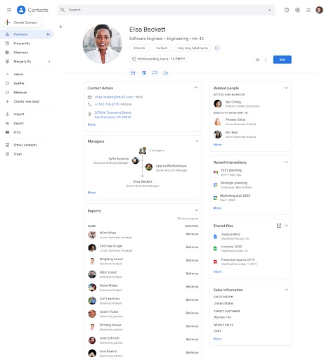 You can now view richer info about colleagues in Google Contacts 