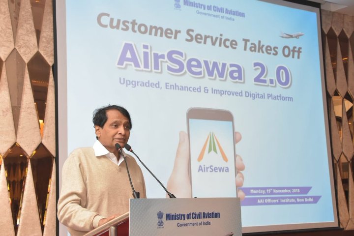 Suresh Prabhu launches AirSewa 2.0 web portal, mobile app in New Delhi