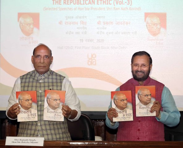 Rajnath Singh releases third volume of selected speeches of President Kovind 