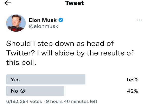 UPDATE 4-Musk launches poll on whether he should quit as Twitter CEO