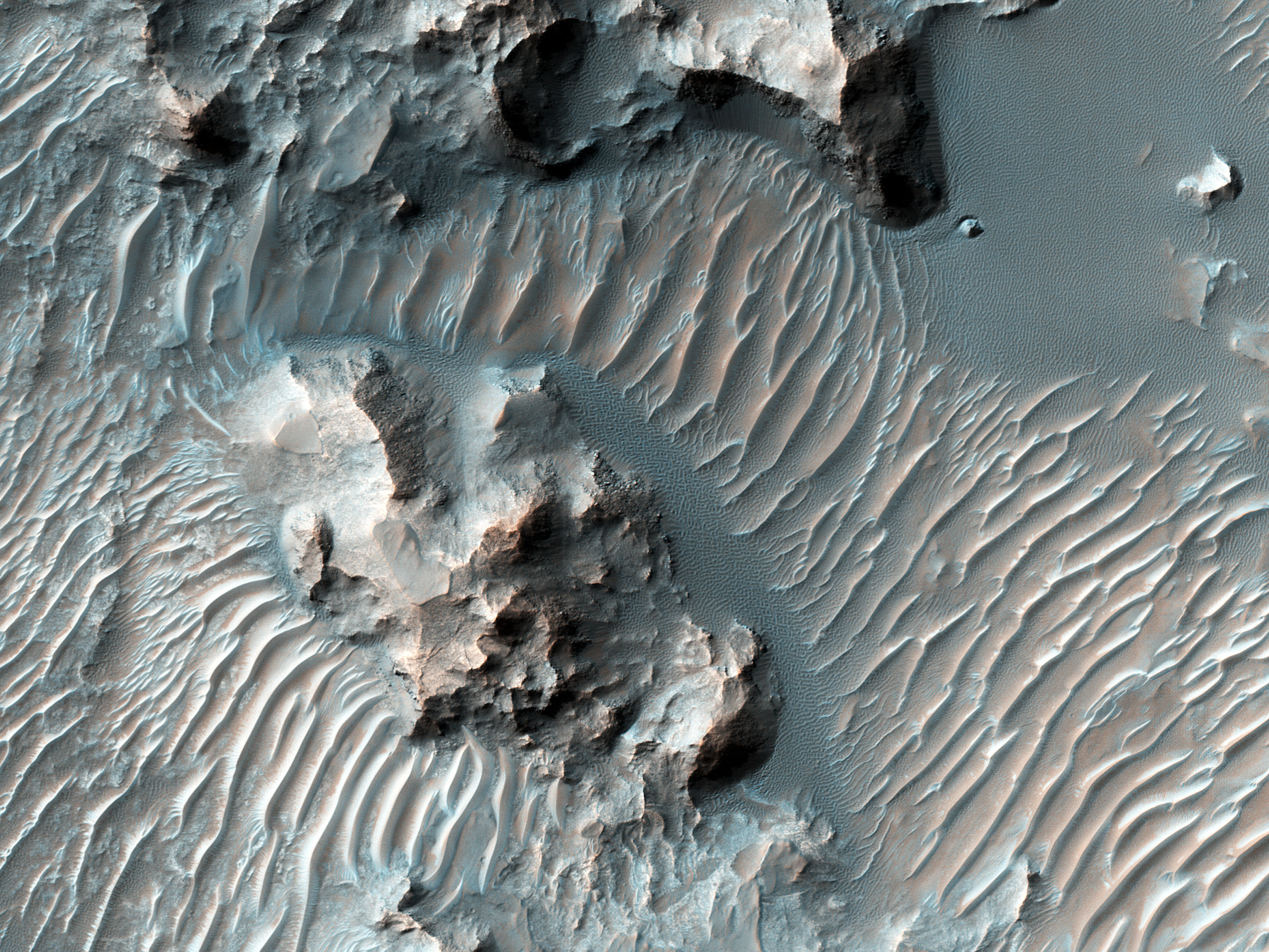 NASA's HiRISE camera captures large, heavily-infilled crater on Mars