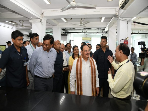 Health Minister JP Nadda visits offices in Nirman Bhawan, interacts with staff 