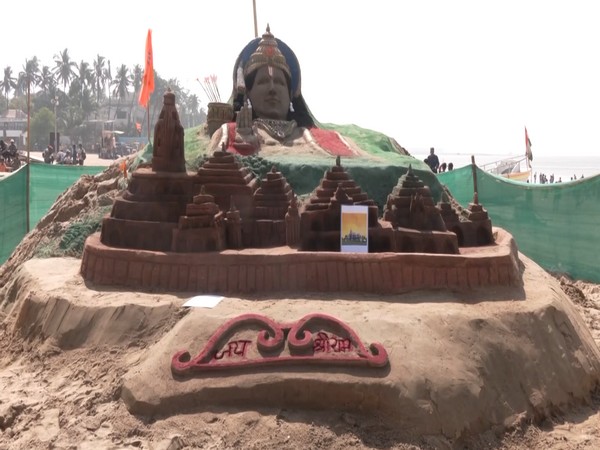 Sand artist Laxmi Gaud creates replica of grand Ram Temple at Juhu beach