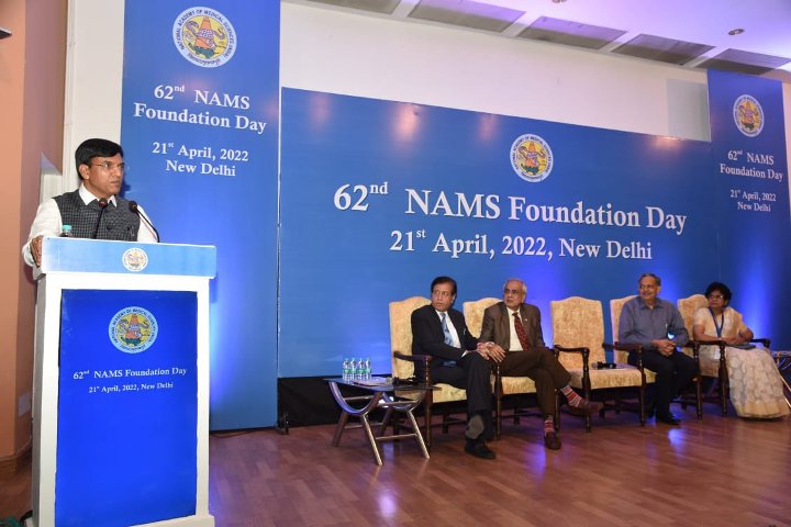 Dr Mansukh Mandaviya releases book Journey of NAMS during 62nd Foundation Day