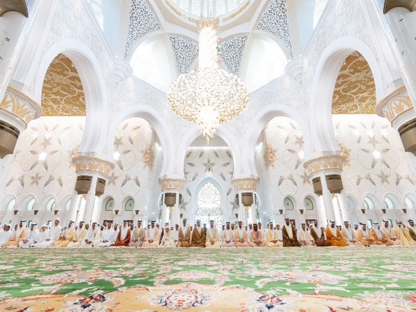 Mansour bin Zayed, Abu Dhabi Crown Prince, Sheikhs perform Eid Al Fitr prayer at Sheikh Zayed Grand Mosque