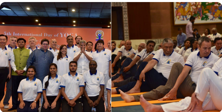 Around 250 diplomats of 56 countries practised Yoga in New Delhi