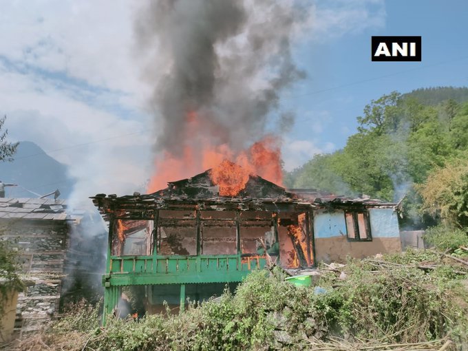 Fire breaks out at wooden house in Himachal's Kalwari village