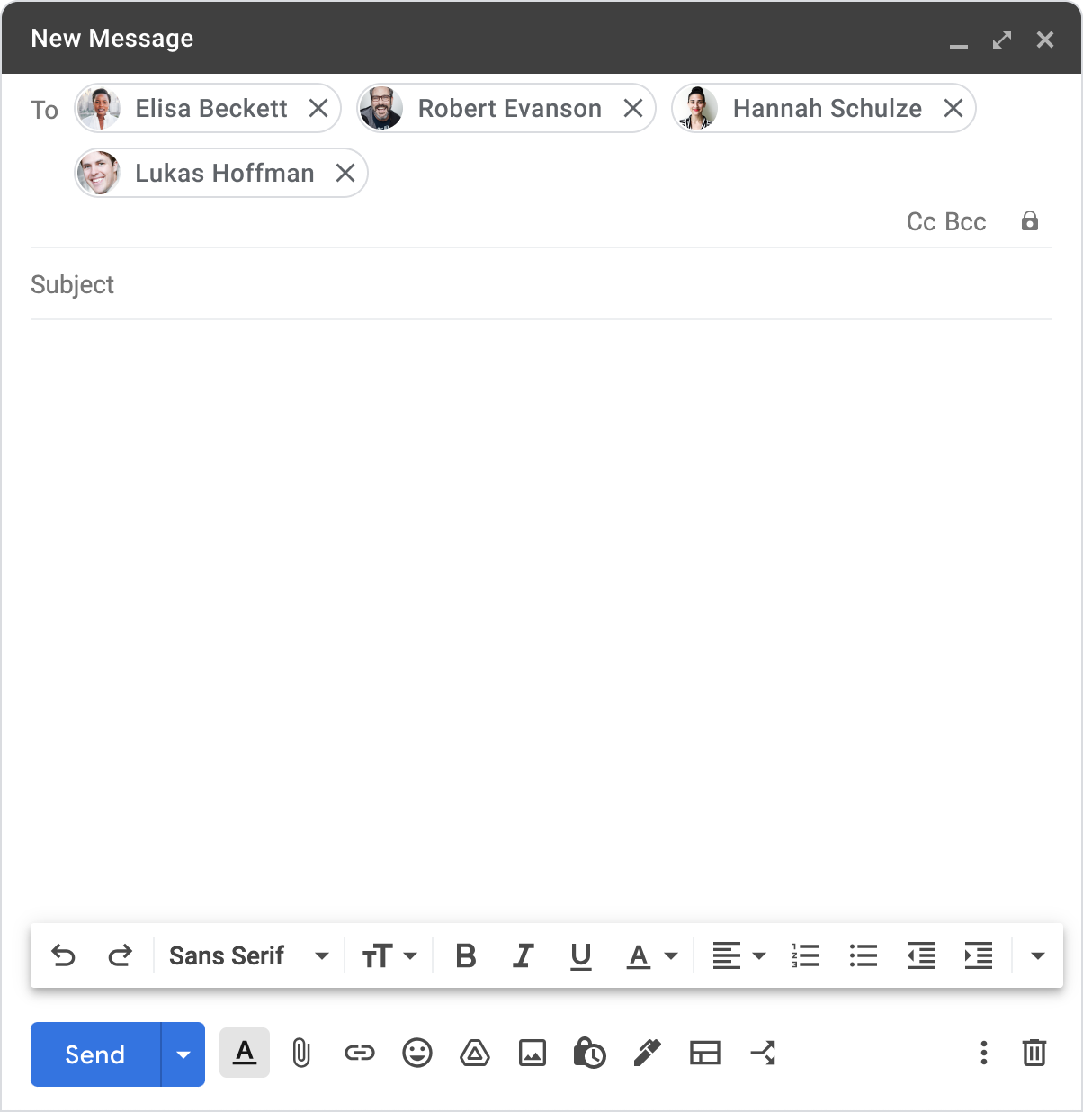 Google improves Gmail's compose UI; adds new menu, avatar chips and more