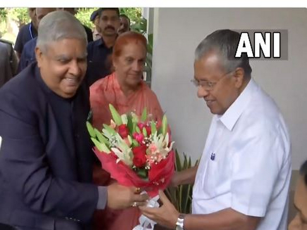 Kerala: V-P Jagdeep Dhankhar gets warm welcome at CM Vijayan's residence in Thiruvananthapuram