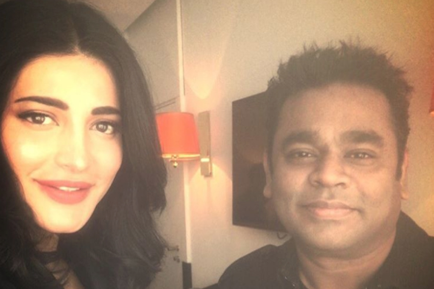Shruti Haasan meets Indian musician AR Rahman at his LA studio