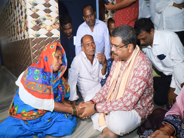 Union Minister Dharmendra Pradhan meets family members of Jawan who died in Sikkim floods