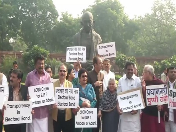 Congress MPs stage protest in Parliament against electoral bonds, say 'PM must speak up '