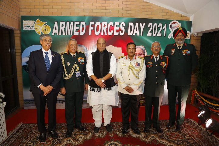Rajnath Singh visits Bangladesh High Commission on Armed Forces Day