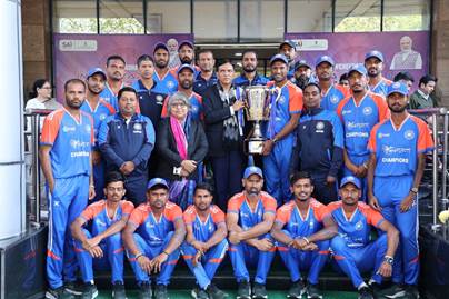 Dr. Mandaviya Felicitates Indian PD Cricket Team for Winning Champions Trophy 2025