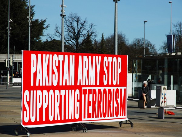 'Pakistan Army Stop Supporting Terrorism' banner displayed during UNHRC session