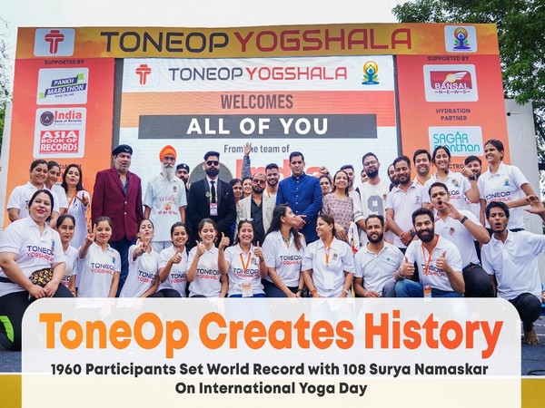 ToneOp Creates History: 1960 Participants Set World Record with 108 Surya Namaskar On International Yoga Day