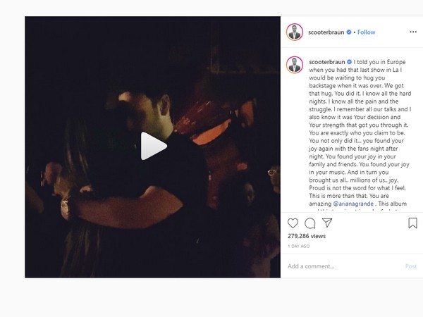 Ariana Grande, manager express mutual appreciation on Instagram