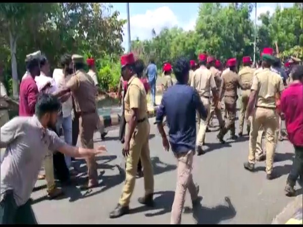 Police forcefully evict striking students of Pondicherry University ahead of Vice President's visit