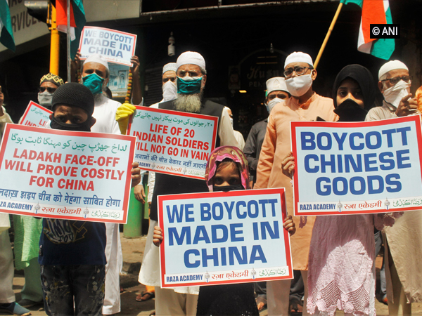 Swadeshi Jagran Manch activists burn Chinese goods in East Delhi
