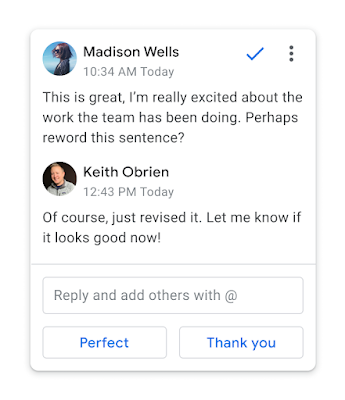 Smart Reply now available in Google Docs 