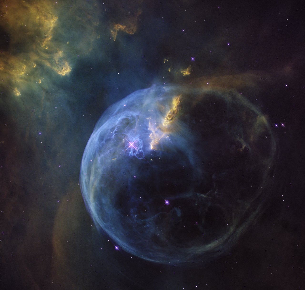 Hubble snaps enormous bubble being blown into space by massive star
