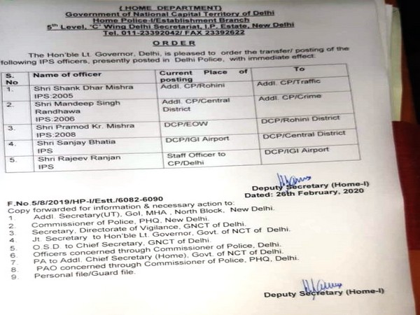 Five Ips Officers Of Delhi Police Reshuffled Law Order 1879