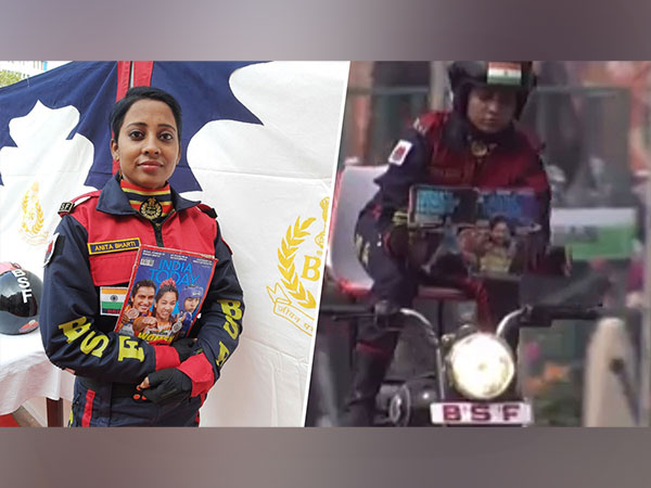 BSF woman bike rider held India Today magazine during R-Day to showcase women empowerment