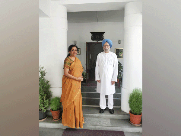 FM Nirmala Sitharaman meets former PM Manmohan Singh at his residence in Delhi