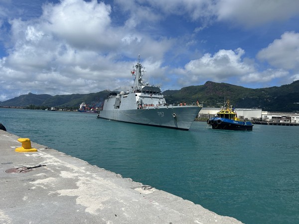 INS Sunayana enters Port Victoria as part of long-range deployment in Indian Ocean Region