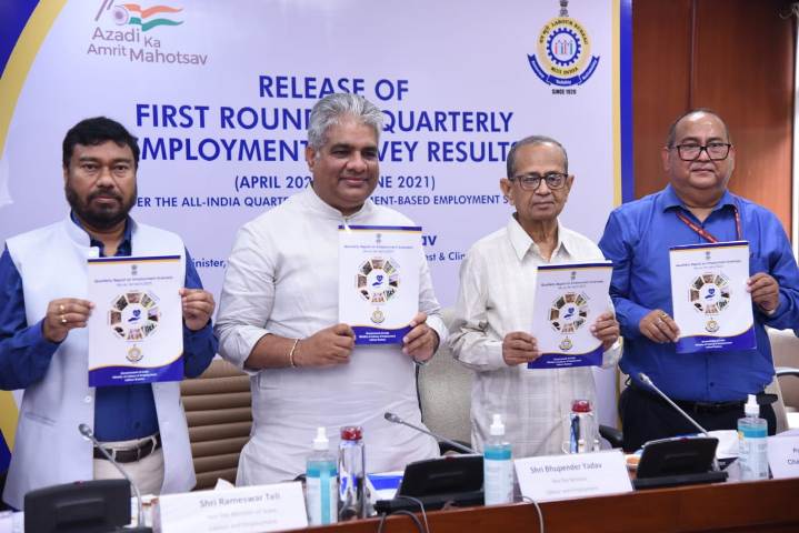 Bhupender Yadav releases Quarterly Employment Survey report of AQEES 
