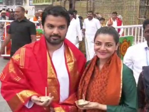 Kajal Aggarwal, husband Gautam Kitchlu seek blessings at Tirumala temple