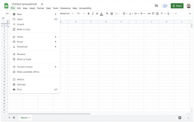 Updated menus in Google Sheets make it easier to locate key features