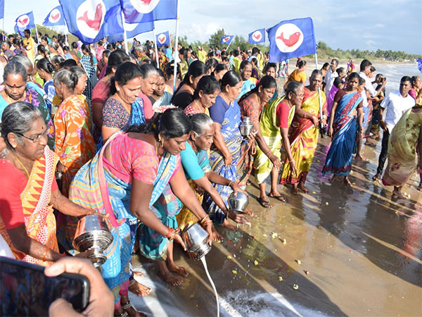 Fishermen perform pooja to 'Gangamma' to express gratitude for "protection" during 2004 tsunami in Visakhapatnam