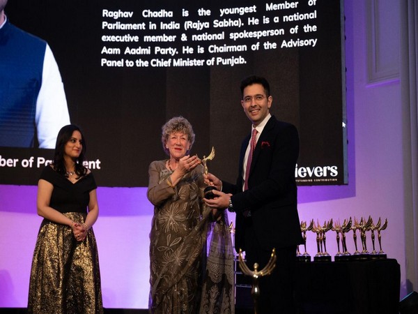 AAP MP Raghav Chadha receives "India UK Outstanding Achievers Honour" in London