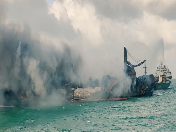 Burning cargo vessel could result in slight acid rains in Sri Lanka: authorities