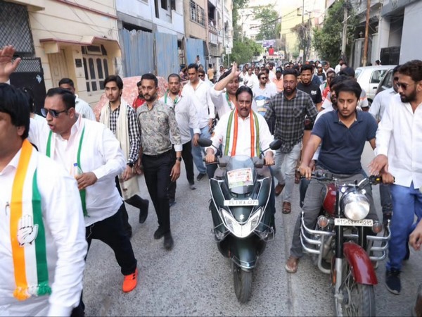 Telangana: Secunderabad Congress candidate Nagender holds bike rally in Shaikpet 
