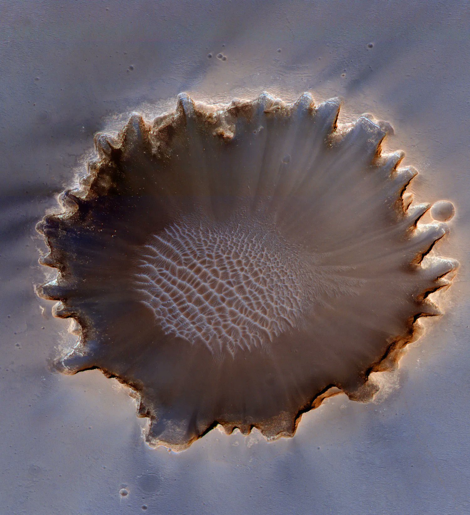 Throwback image of a massive crater on Mars - captured by NASA's HiRISE camera